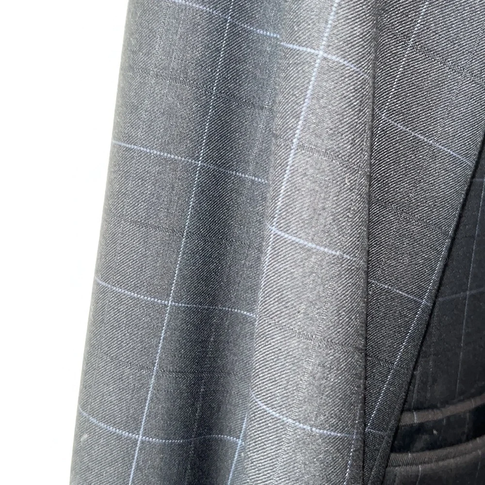 CERUTTI 1881 Italian suit jacket dark gray/ black blue windowpane tag Italian 52